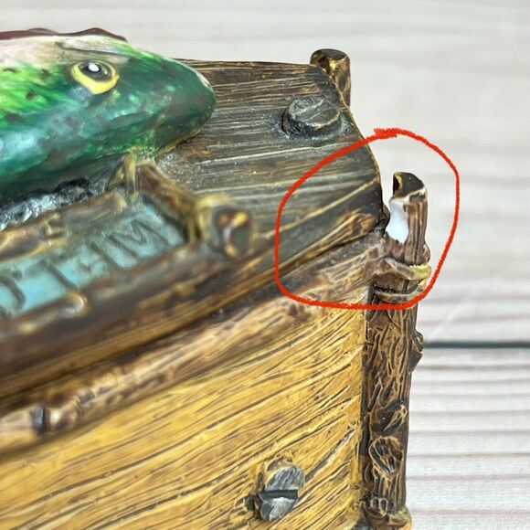 Vintage Trinket Box Welcome to Lake Front Fishing Club Accessory Container Wood - Picture 2 of 15